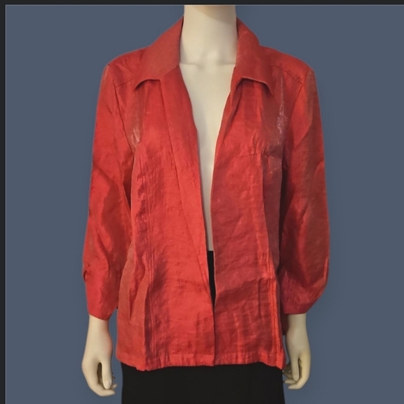 Vtg CHOICES 1990s Pink Metallic Irridescent Open Front Blazer Size XL - Picture 1 of 7